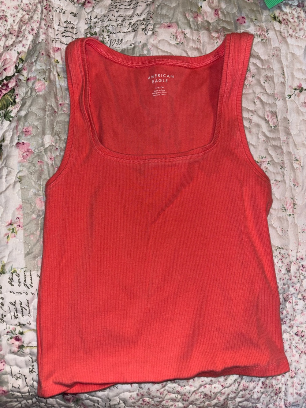 American Eagle Outfitters Coral Ribbed Tank Top - Womens